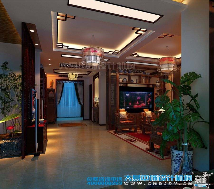 駐馬店新中式風(fēng)格家裝效果圖紅色典雅設(shè)計